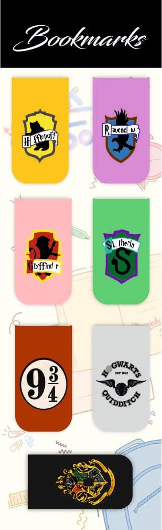 Zesta Magnetic Bookmark Set of 7 | Aesthetic Book Mark for Reading | Cute Anime Bookmarks for Kids, Students | Book Accessories for Novels, Gifts for Readers(Harry Potter Bookmark, 9X2.5 Cms)