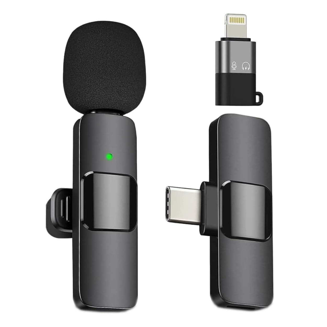K-8 Wireless Microphone, Collar Microphone for Type-C Android & iOS Noise Canceling Mic for Reels, Makeup Videos, Vlogging, Clip-On for YouTube, Singing, Video Recording, Podcasting