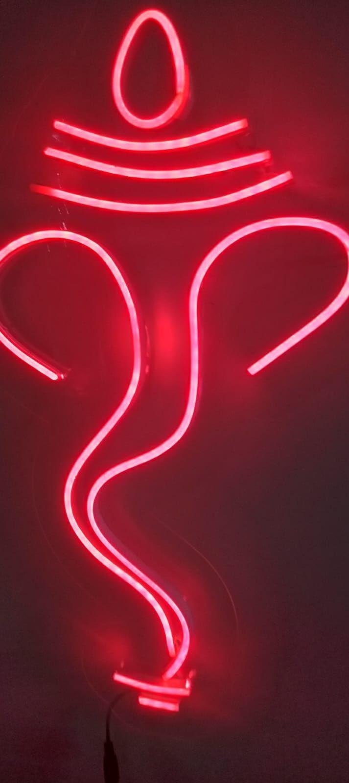 SG PRINT Ganesh Ji Neon Signs | Ganesh Ji Neon Light For Temple | Ganesh Ji Wall Art | Neon Sign | Ganesh Ji Neon Lights | Ganesh Ji Temple Decor (24 x 12 Inch) Red