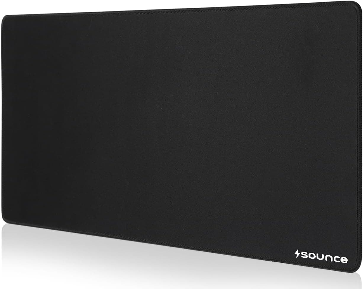 Sounce Mouse Pad Mercerized Surface Anti-fray Edges and Anti-Slip Rubber Base Gaming Mouse Pad a Laptop Desk Mat with Smooth Mouse Control Dimensions 900L x 400B x 2H mm (Black)