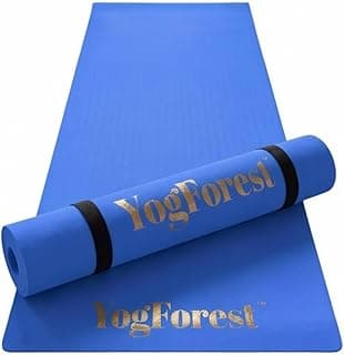 Extra Long 4mm TPE Yoga Mat – Premium Anti-Slip Grip, Anti-Skid, Soft Cushioned Fitness Mat with Carrying Strap - Multicolor (Blue)