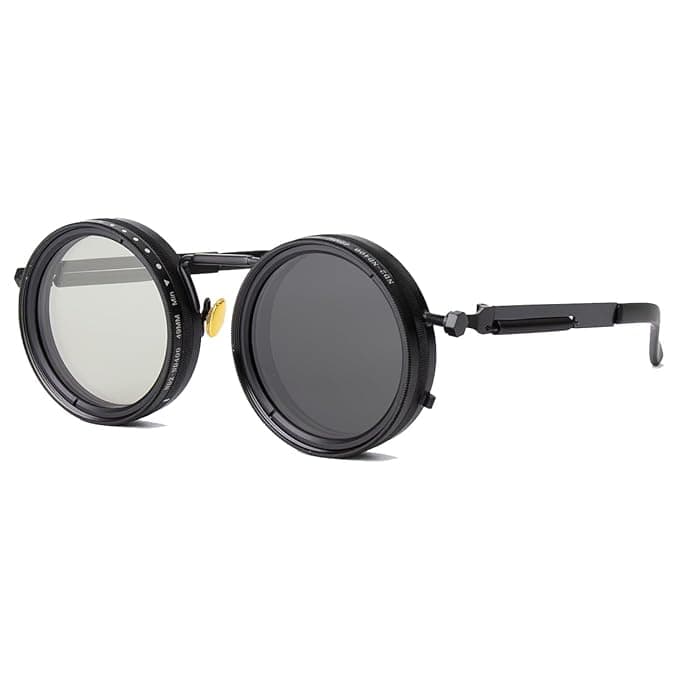 OUANGANC sunglasses, 9 gears adjustable, men's sunglasses UV protection, metal frame, universal for street shooting & fishing