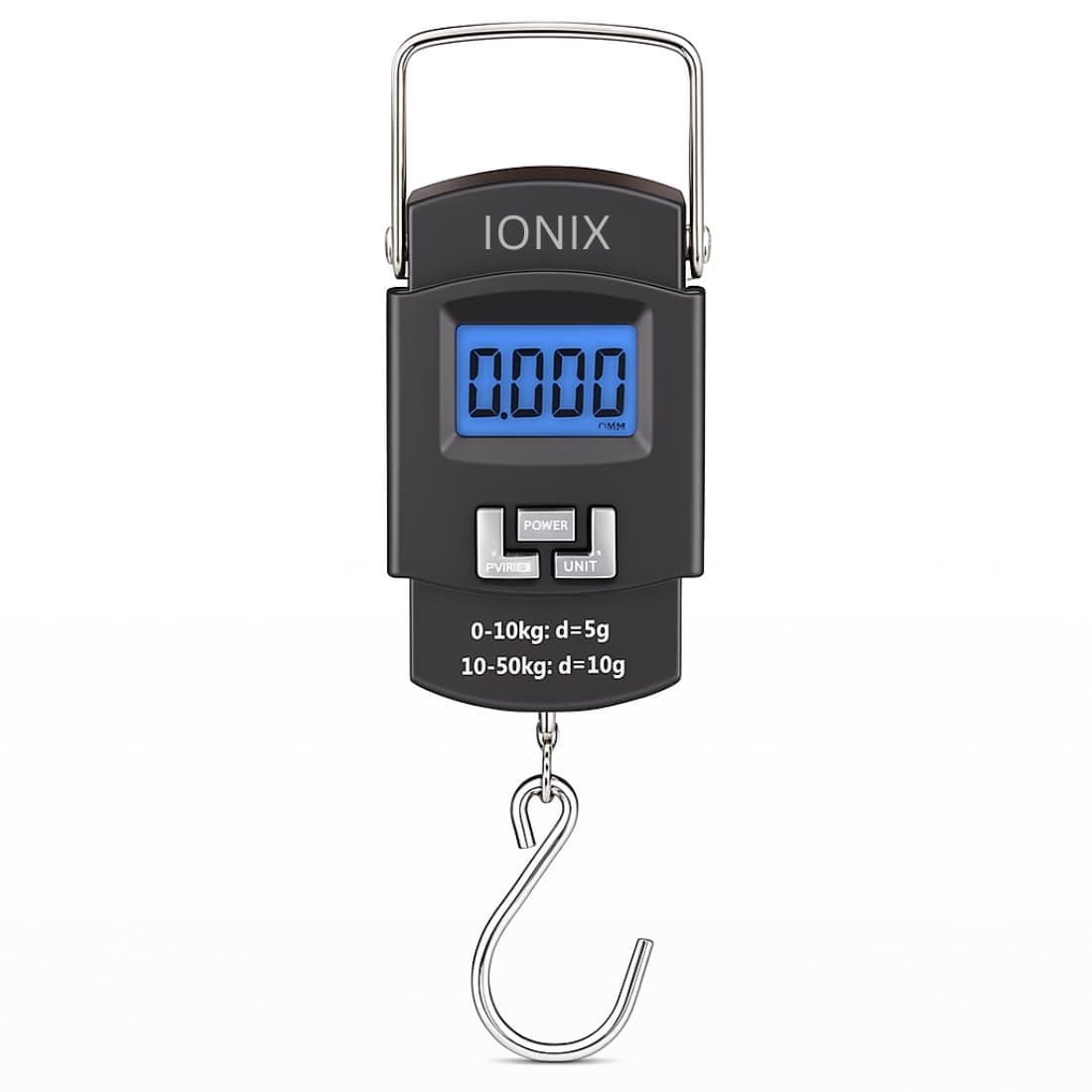 IONIX Weight Machine for Luggage, Wait Machine, Luggage Wighing Scale, Digital Weighing Scale, Bag Weighing Scale for Luggage, Electronic Portable Fishing Hook Type Digital LED Screen, 50 kg (Black)