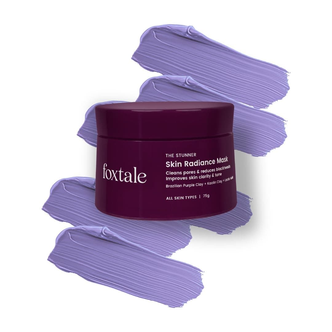 Foxtale De-Tan Face Mask for Glowing Skin| Clay Mask with Lactic Acid for Tan Removal, Reduction in Blackheads, Instant Brightening| New-Age Ubtan Face Pack for All Skin Types | Men & Women- 75g
