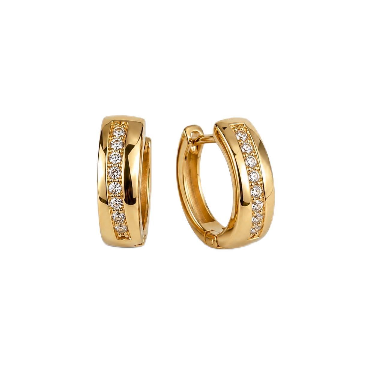 ELARVIA - 18K Gold Plated Cubic Zirconia Hoop Earrings for Women & Girls | Stylish Anti Tarnish Lightweight Traditional Round Bali Piercing Ear Jewellery Hoops Ear Studs | Trendy Small Hoop Earrings for Daily, Party, Office & Festive, Occasion Wear Gift For Her