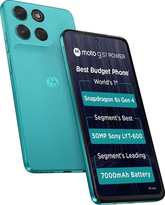 Motorola G57 Power 5G (Pantone Fluidity, 8GB RAM, 128GB Storage) | Snapdragon 6s Gen 4 | 6.72-inch FHD+ 120Hz LCD | 50MP + 8MP Rear Camera | 8MP Front Camera | 7000mAh Battery | Dual SIM