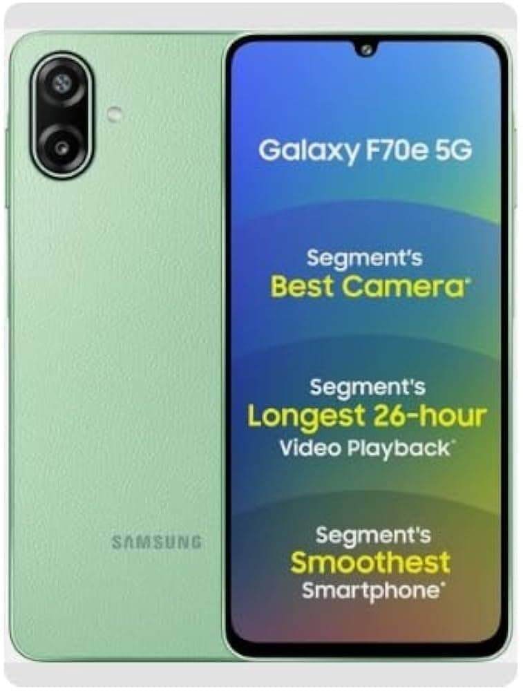 Samsung Galaxy F70e 5G (Limelight Green, 6GB RAM, 128GB Storage) | Dimensity 6300 Processor | 50MP AI Dual Camera | 8MP Selfie Camera | 6.74" 120Hz Display | 6000mAh Battery | 5G Smartphone
