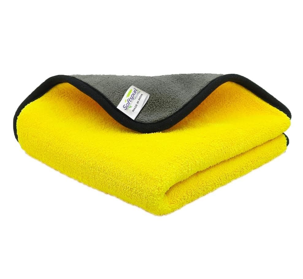 SOFTSPUN 900 GSM, Microfiber Double Layered Silk Banded Edge Cloth 30x40 Cms 1 Piece Towel Set.