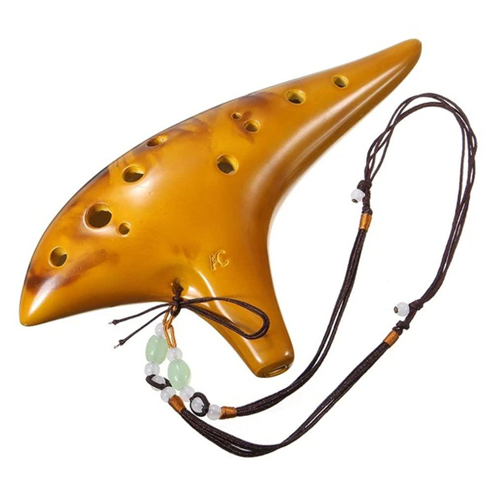 amiciSound 12 Hole Ocarina Alto C Key Flute Folk Musical Instrument with Wooden Glaze for Professionals(Ocarina for Professionals)