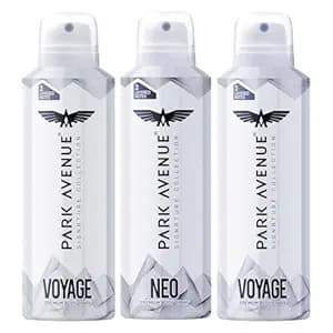 Park Avenue Men Voyage & Neo Signature Collection | Deodorant Spray | Fresh Long-Lasting Aroma | 150Ml Each (Pack Of 3), 450 Millilitres