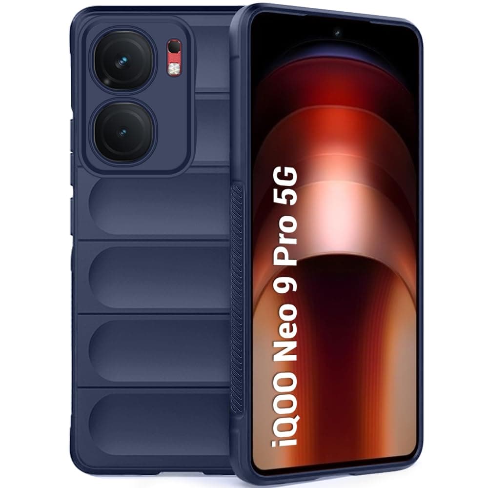 TheGiftKart Liquid Silicon Back Cover Case for iQOO Neo 9 Pro 5G | Shockproof Military Grade Protection | Micro-Fibre Cloth On Inner Side | Built-in Anti-Slip Grip iQOO Neo9 Pro Back Case (TPU, Blue)