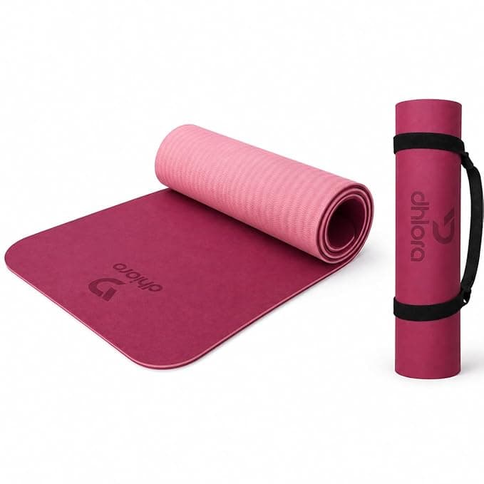 8mm Yoga Mat for Men & Women | TPE Non Slip Exercise Mat for Home Workout, Yoga & Fitness | Extra Thick Cushion Support for Knees & Joints | Lightweight with Carry Strap