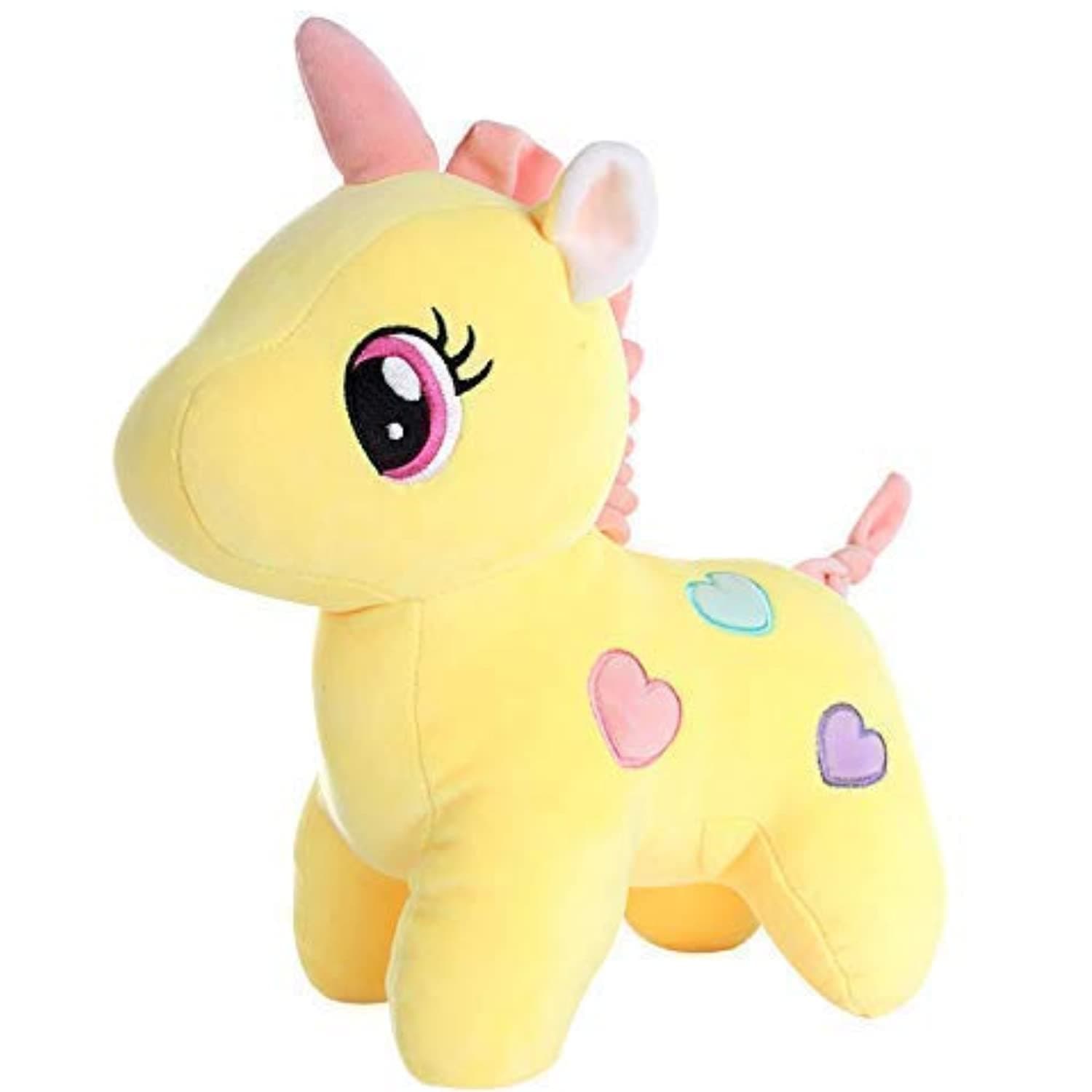 HUG 'n' FEEL SOFT TOYS Unicorn | Toy for Baby Girl Boy | Horse Toys for Kids Playing | Birthday Gifts for Boys and Girls | Plush & Stuffed Toys (30 Cms, Stuffed Animal Yellow, Smooth Cushion Material)