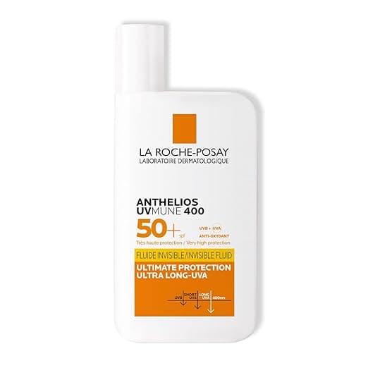La Roche-Posay Anthelios Sunscreen UVMUNE400 Invisible Fluid SPF50 PA++++ Broad Spectrum UV Protection, Ultra-Lightweight, Non-Perfumed, for Sensitive Skin, 50 ml