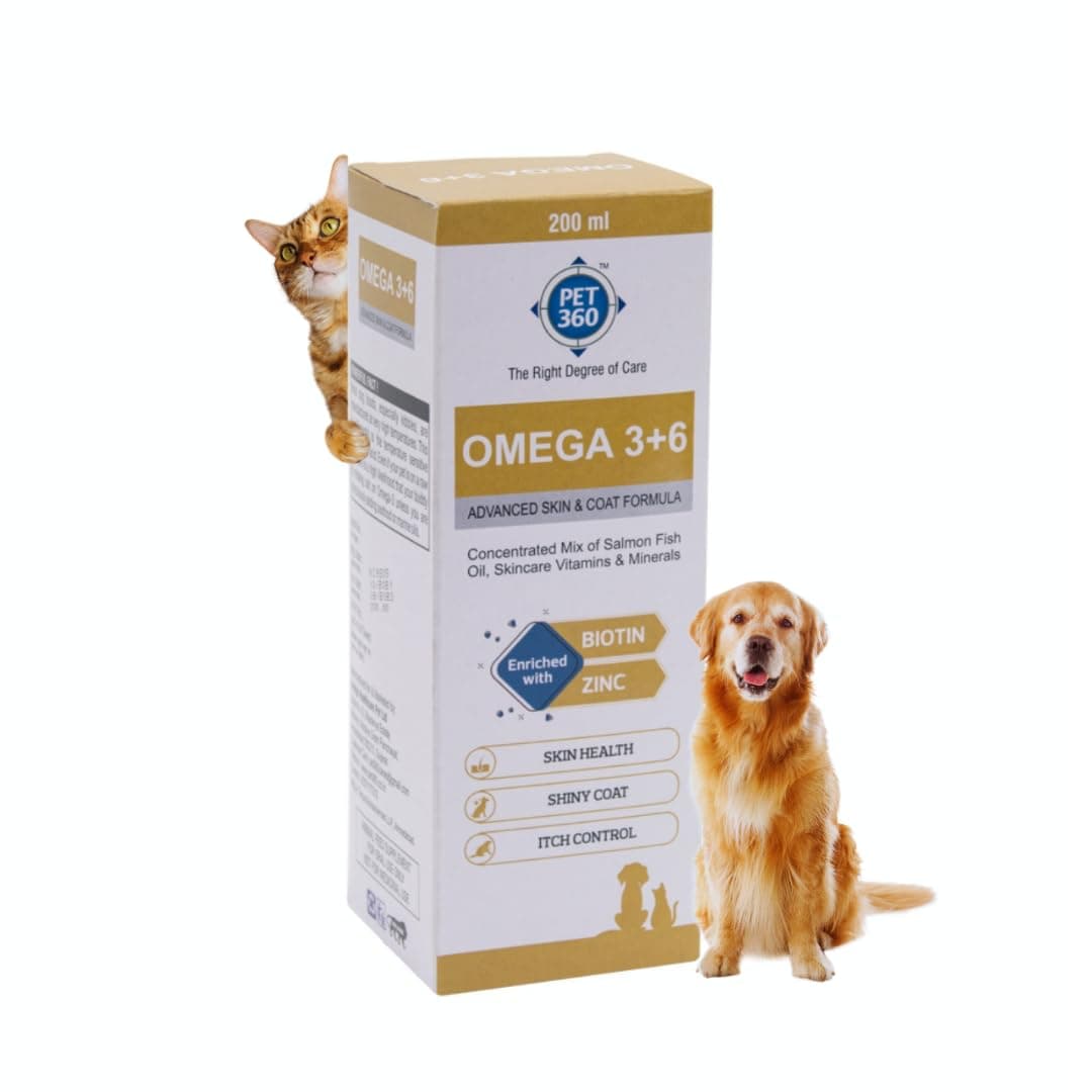PET360 Omega 3+6 Salmon Fish Oil for Dogs & Cats 200 ml | Skin & Coat Syrup