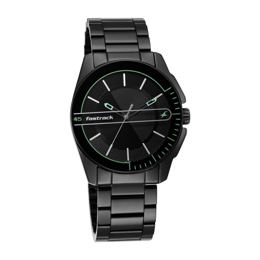 Fastrack Wear Your Look Quartz Analog Black Dial Black Metal Strap Watch for Guys - NS3089NM03
