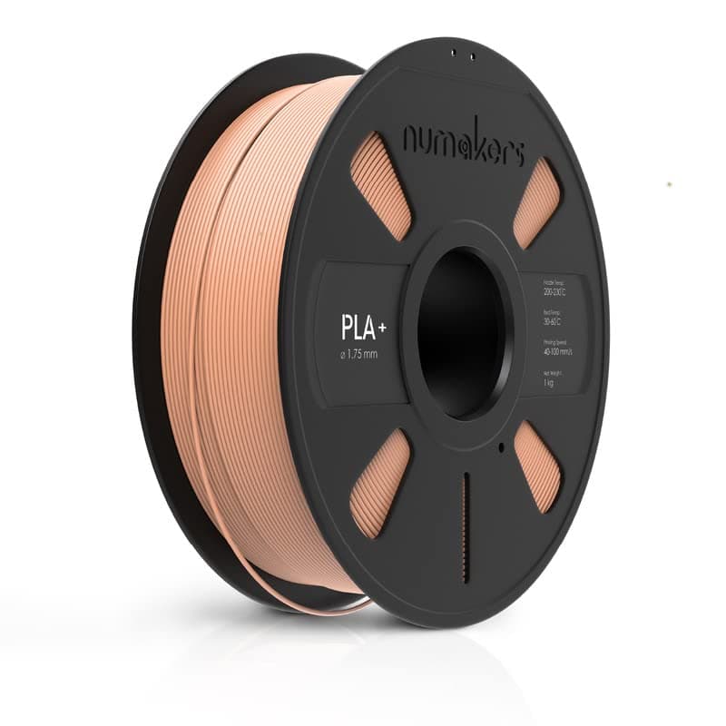 NUMAKERS PLA+ 3D Printer Filament, 1.75mm, Dimensional Accuracy +/- 0.03 mm, 1 kg Spool (2.2 lbs), Compatible with Most FDM Printers (Apricot Skin)