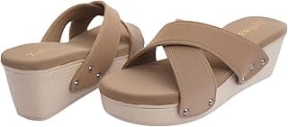 ZYFIE Women’s Wedge Heel Slip-On Sandals with Crisscross Upper Soft Extra Cushioning for Casual Wear