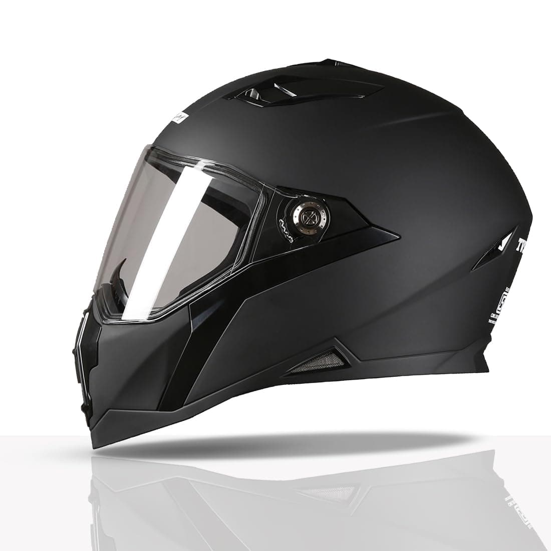 TVS Racing Anti Matter Full Face Helmet for Bike & Motorcycle Riders-DOT & ISI Certified-Lightweight ABS Shell, UV Resistant-Ventilated Comfort Liner, Quick-Release Visor & Chin Strap (Matt Black/M)