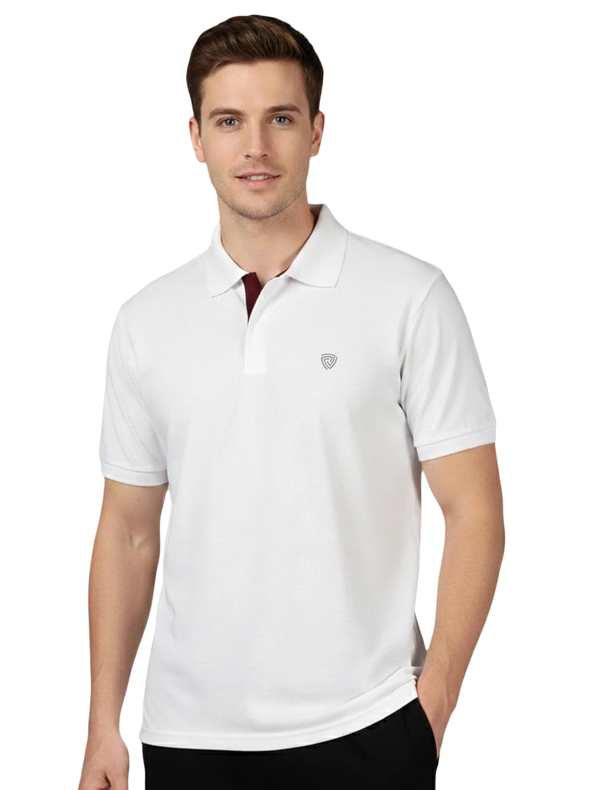 Lux Cozi Men's Pack of 1 White Regular Fit Polo Neck Half Sleeve Solid Casual T-Shirt (Size : Medium)_COZI_2121_WH_M_1PC