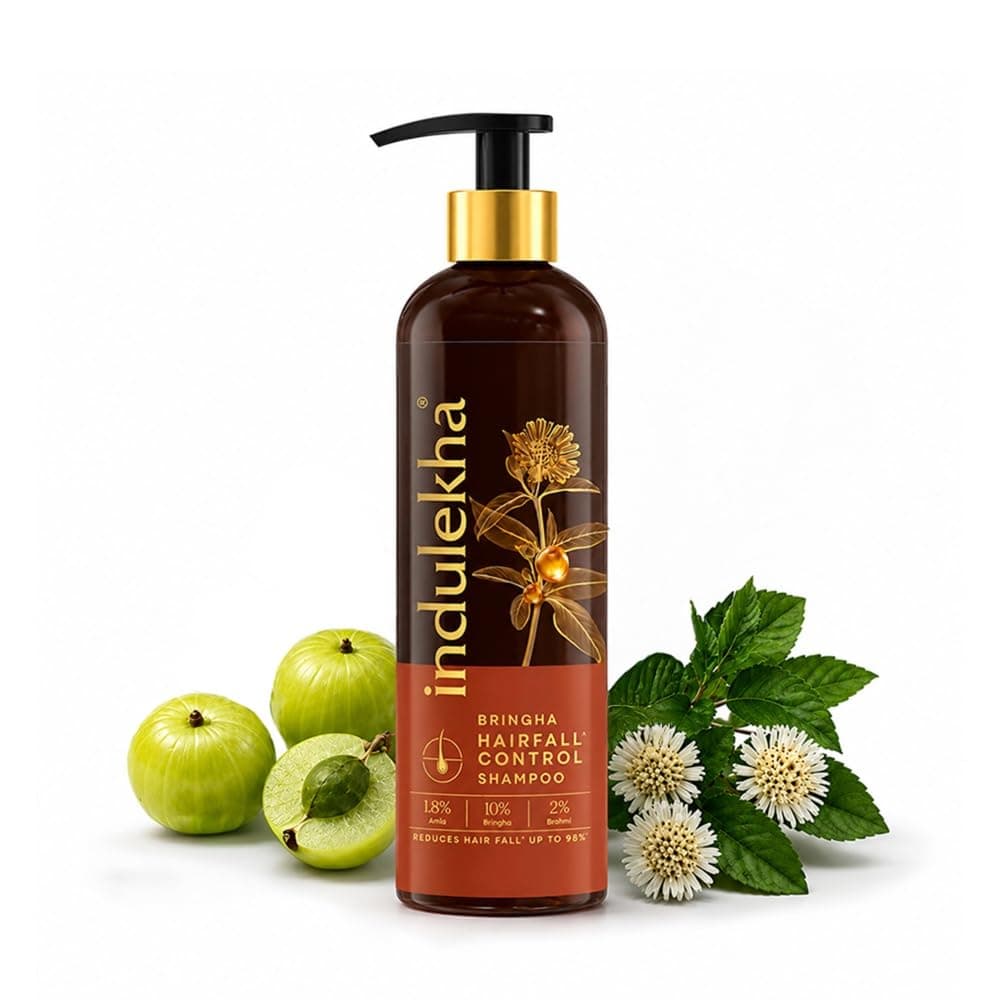 Indulekha Bringha Hair Fall Control Shampoo with Bringha, Brahmi and Amla, Reduces Hair fall up to 98%, Recommended by Ayurvedic Experts, for Men and Women, 340 ml