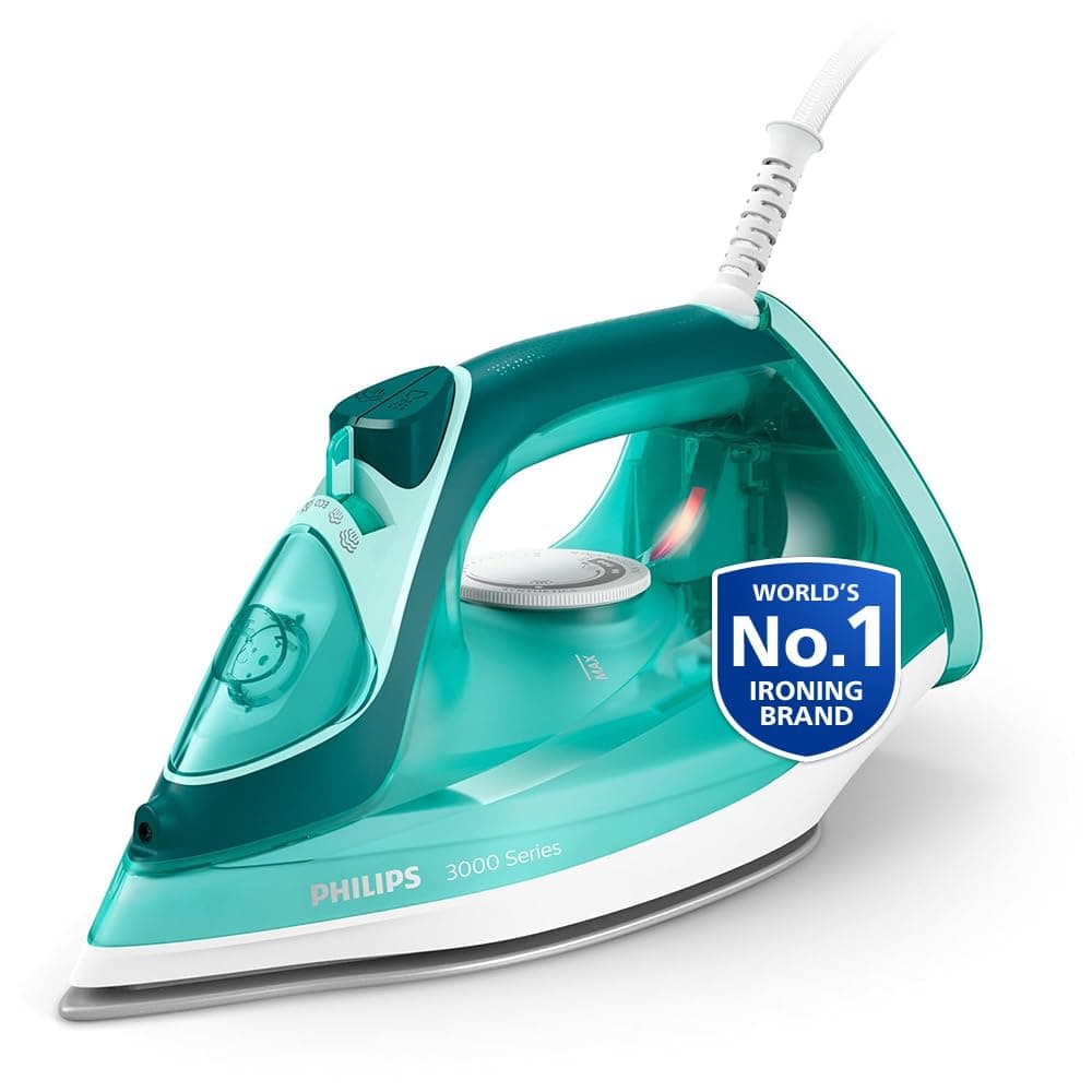 Philips Speed Pro DST3030/70 Steam iron 2400 W Green World's No.1 Ironing brand, 40g/min Steam with 180g Steam Boost Ceramic Soleplate with Auto Shut-off & Drip Stop Technology, Large 300ml Water Tank