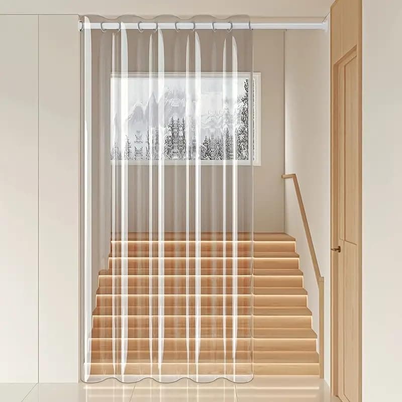 Homerz PVC Pack of 2 Transparent AC Curtain | Waterproof | All Seasons, AC, Rain, Dust & Wind Protection| 4.5 ft Wide cupboards, Drawer Liners (Pack of 2, 8 feet)