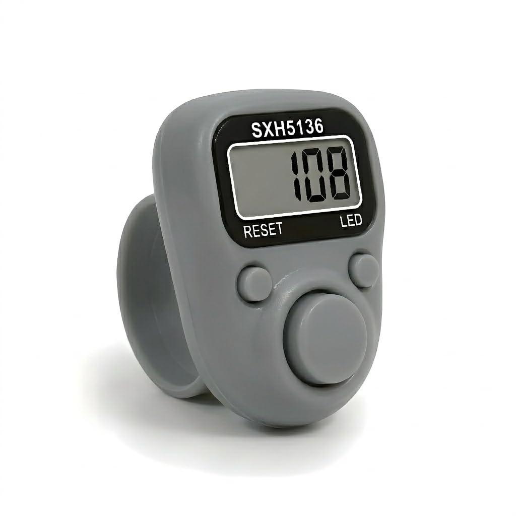 Digital Finger Ring, Tally Counter, LCD Display with LED Back Light, Reset Button (Pack of 1) (Grey)