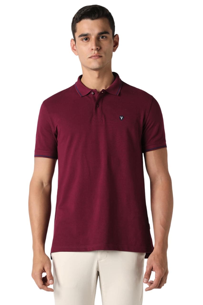 Van Heusen Men's Cotton Regular Fit T-Shirt (Vskp517S011406_Light Purple M)