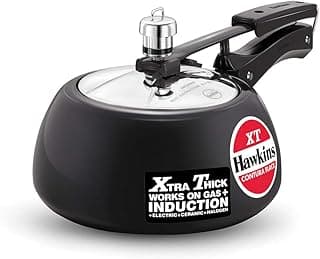 Hawkins 2 Litre Contura Black XT Pressure Cooker, Hard Anodised Inner Lid, Small Induction, Handi, Black (CXT20)