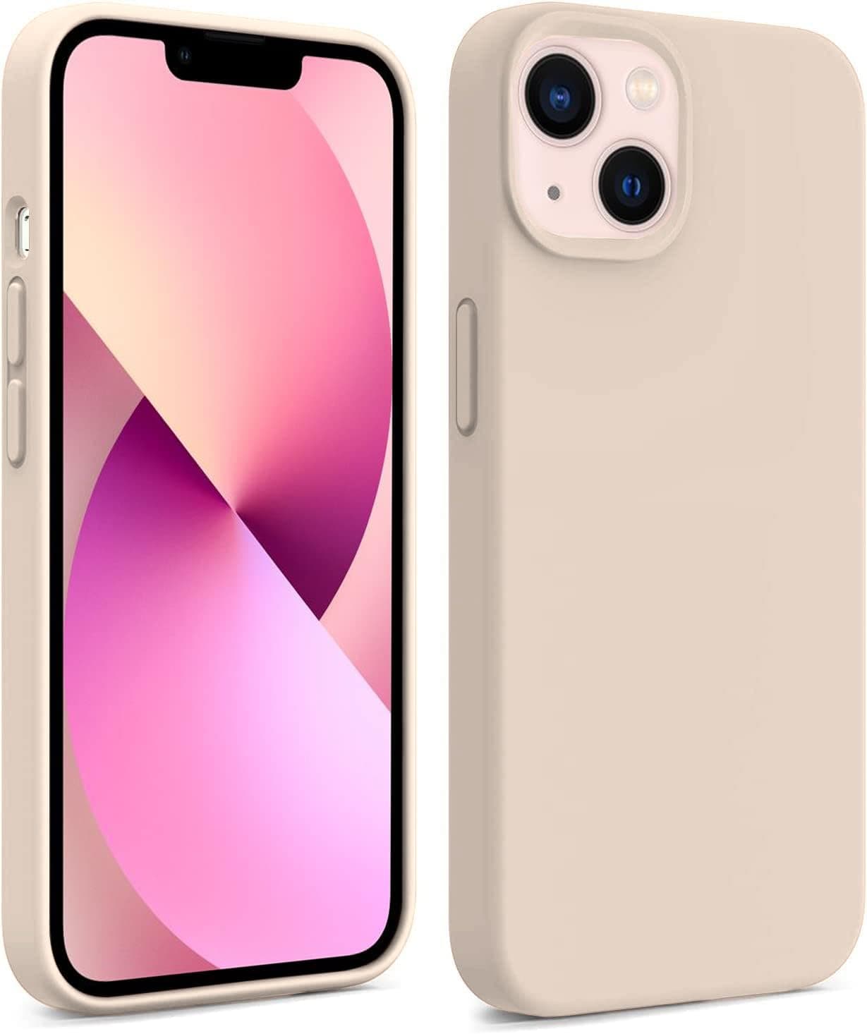 DIZORO® Microfiber Candy Case Compatible for iPhone 13 / iPhone 14 6.1 Inch Shockproof Slim Back Cover Liquid Silicone Case - Sand Pink