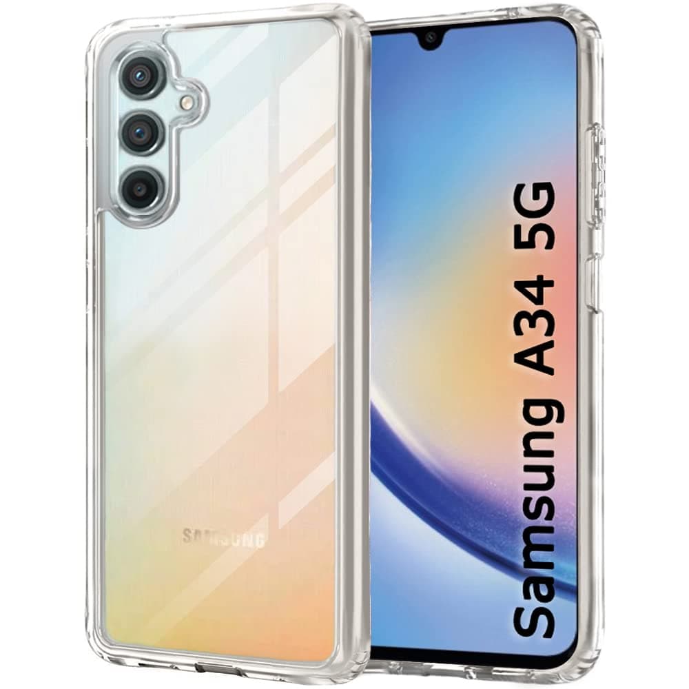 TheGiftKart Ultra-Hybrid Crystal Clear Back Case Cover for Samsung Galaxy A34 5G | Shockproof Design | Hard Back Cover Case for Samsung Galaxy A34 5G (PC & TPU, Transparent)