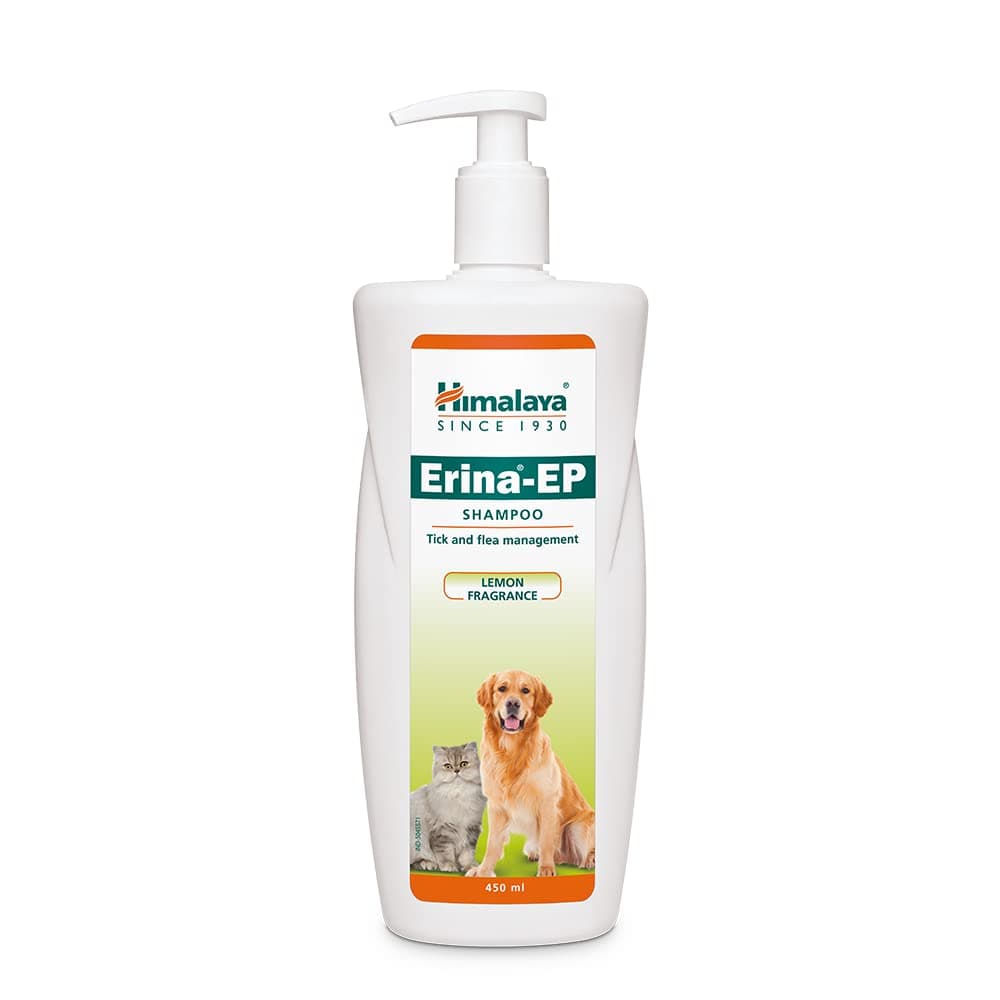 Himalaya Erina-EP Shampoo | 450 ml | Tick & Flea Control for Dogs & Cats | With Neem & Eucalyptus for Skin Health & Hygiene