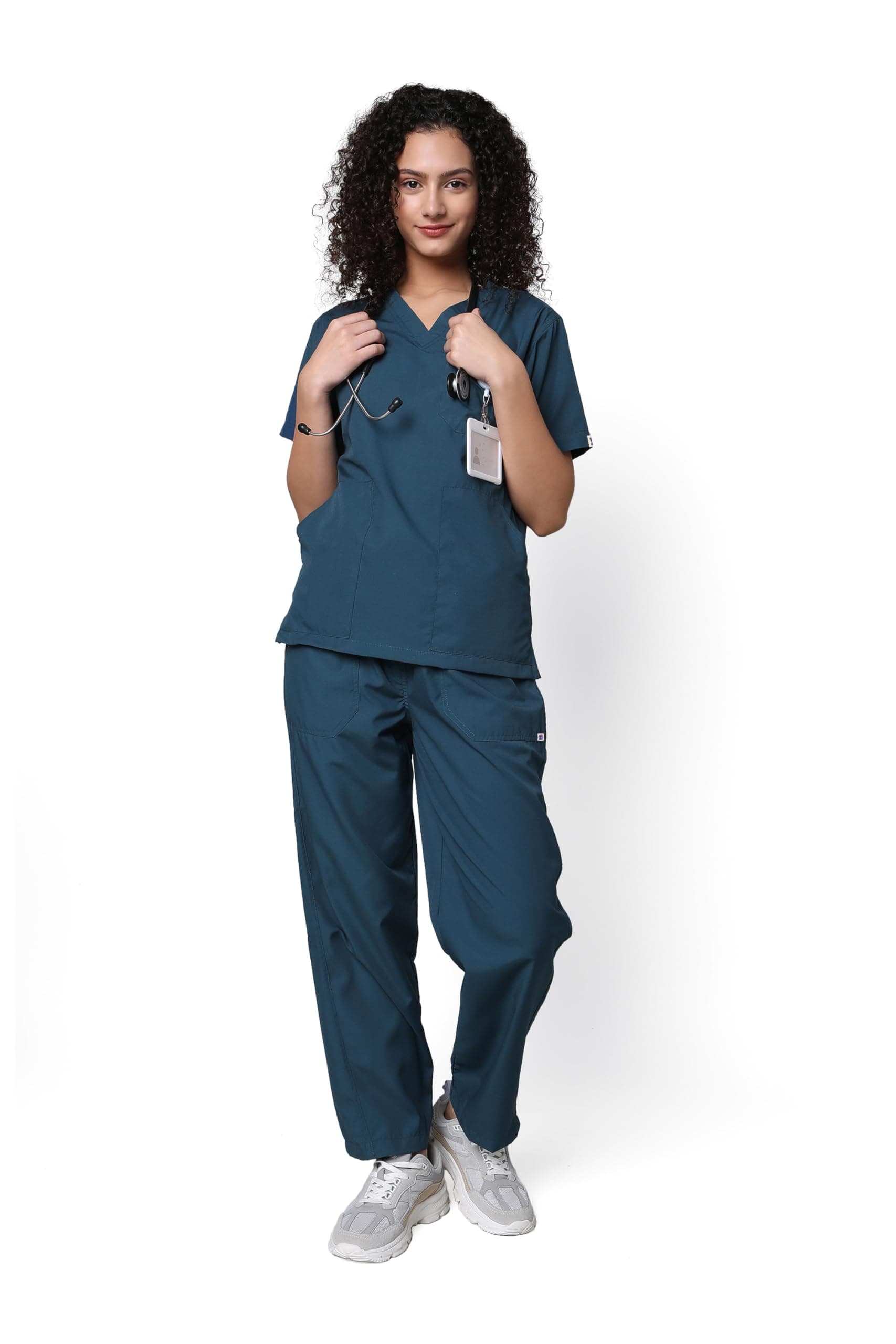 Knya Scrub Suit for Women | 5 Pocket | V Neck Top & Bottom Set | Short Sleeves | Lightweight & Breathable | Hospital Clinic & OT Wear | Medical Uniform | Scrubs for Female Doctors Nurses & Dentists