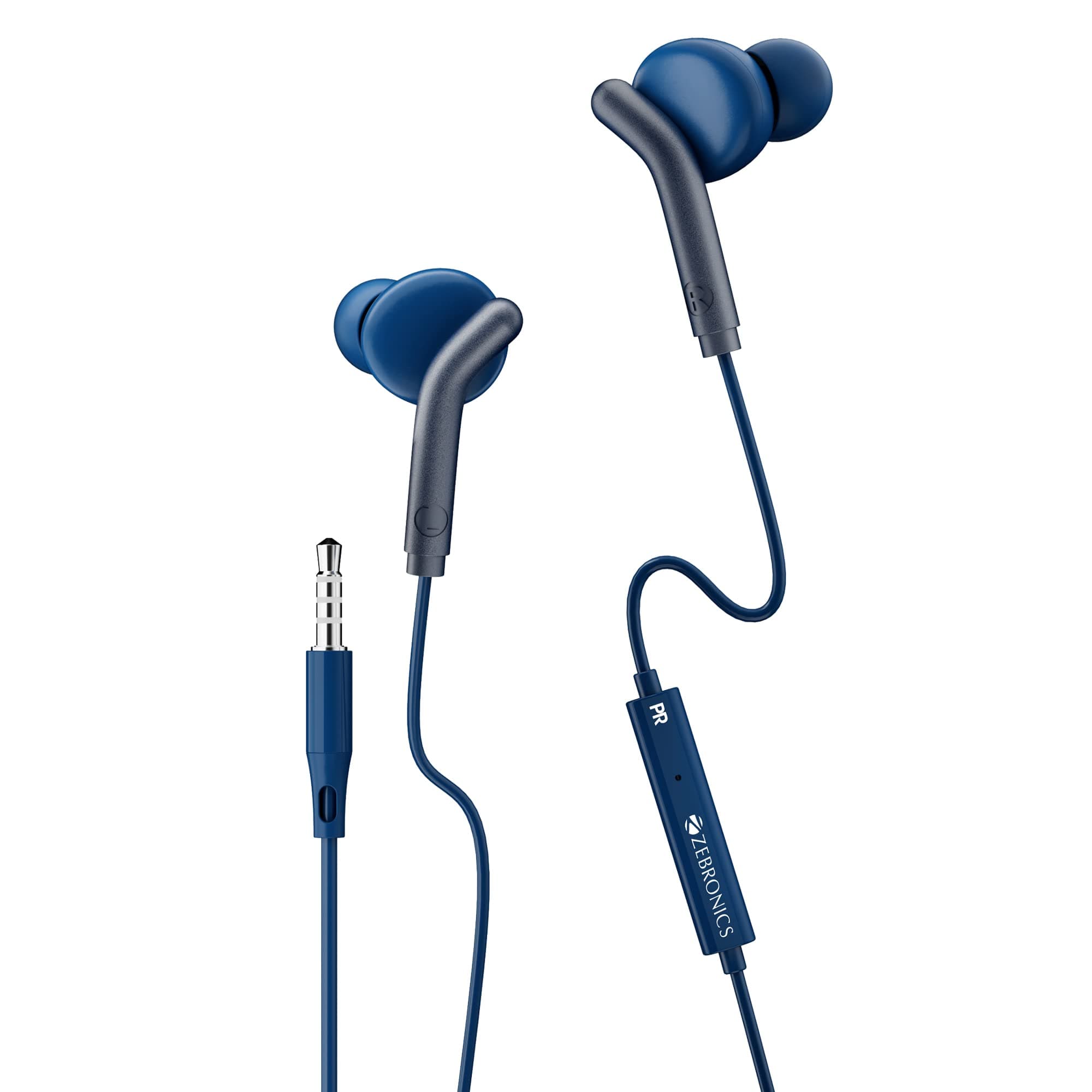ZEBRONICS Bro 3.5Mm Wired in Ear Earphones, in-Line Mic, Deep Bass, 1.2M Strong and Long Lasting Cable, Light Weight, Compatible with Mobile | Tablet | Laptop (Blue)