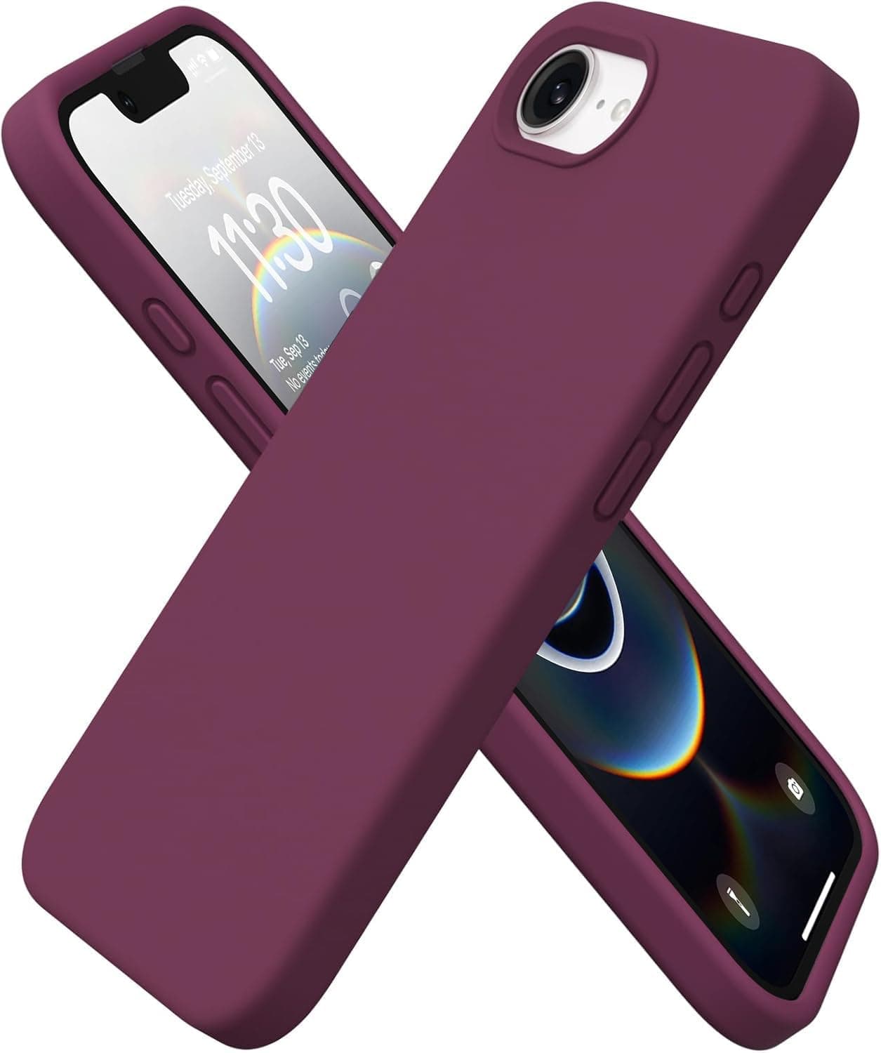 DIZORO Compatible with iPhone 17e / iPhone 16e Case 6.1" Liquid Silicone 3 Layers Full Covered Soft Gel Rubber Phone Case,Shockproof Protective Cover with Anti-Scratch Microfiber Lining-Wine Red