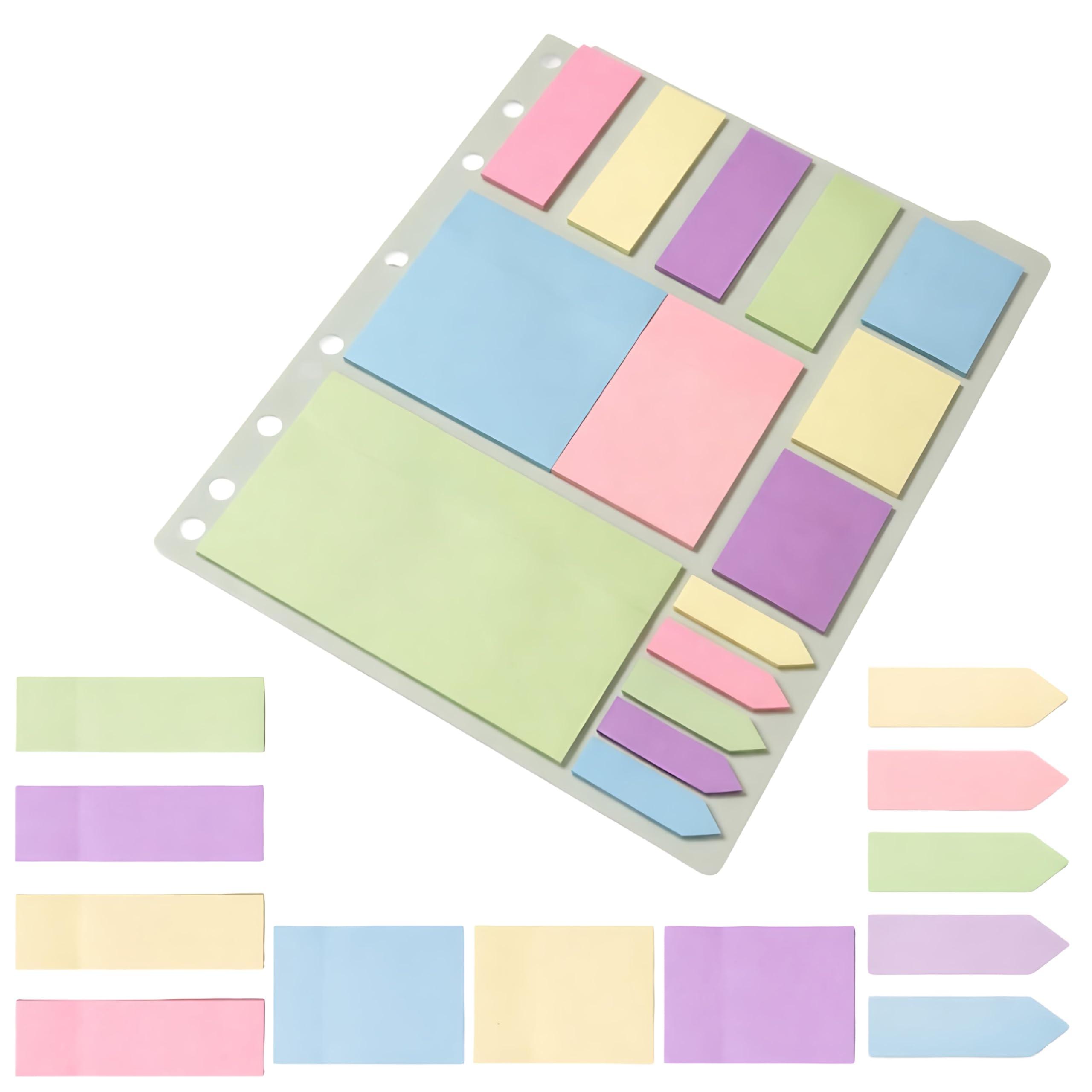FunBlast Sticky Notes – 375 Sheets Sticky Notes, Stationary Items, Self-Adhesive Memo Pad Bookmark Point It Marker Memo Sticker, Sticky Pad, Stick Notes for Study – 6 Size (Light Color)