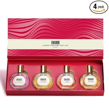 Engage Gift Assorted Luxury Perfume Set for Women 100ml (25ml x 4) | 4 Unique EDP Fragrances | Long Lasting | Travel Size Perfume Combo|Birthday, Anniversary | No Paraben |Dermat-Tested