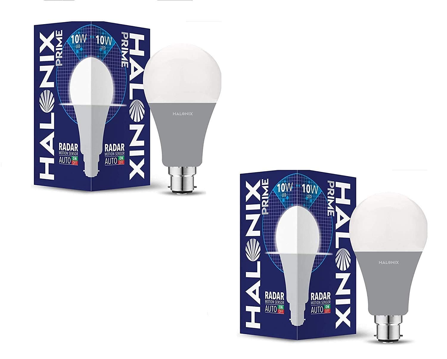 Halonix 10W B22D Radar Motion Sensor LED Bulb (Pack of 2,White)