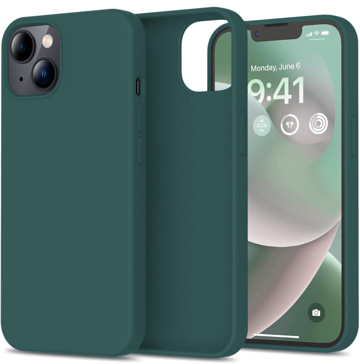 DIZORO® Silicone Back Case for iPhone 14 Plus, Soft-Touch Phone Microfiber Silicone Back Cover for iPhone 14 Plus-Forest