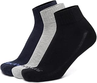 Levi's LS201 Men's Cotton Stretch Ankle Mid Cut Half Terry Socks with Cushioned Sole (Pack of 3)