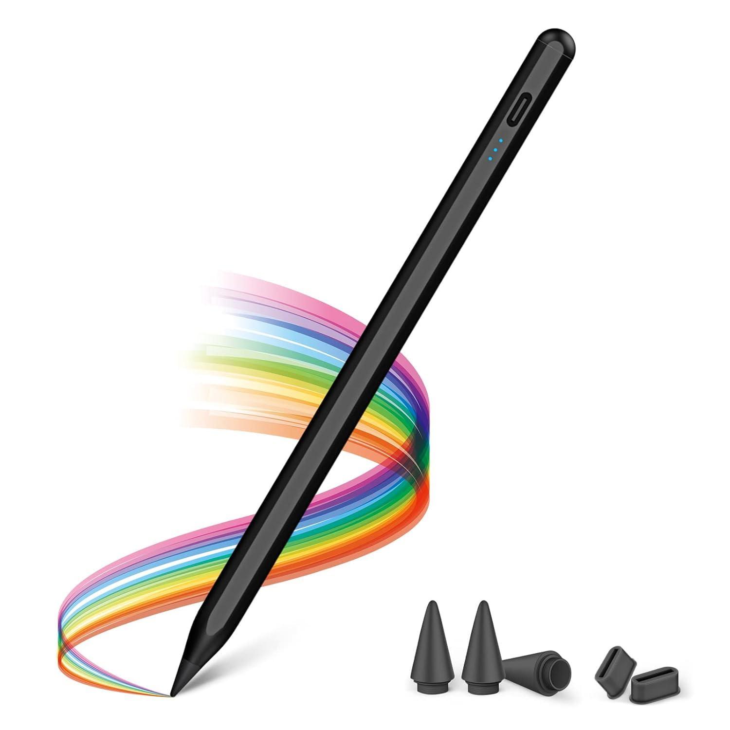 KINGONE Upgraded Stylus Pen, iPad Pencil, Ultra High Precision Sensitivity, Palm Rejection, Prevents False ON/Off Touch, Power Display, Tilt Sensitivity, Magnetic Adsorption for iPad 2018 Later, Black
