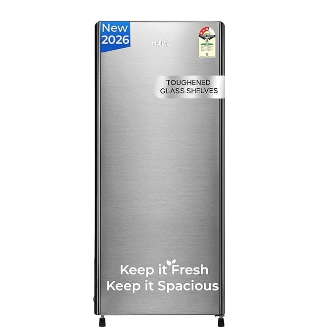 Haier 190 L 3 Star Direct Cool Single Door Refrigerator with Fast Ice Making, Easy Clean Back, Large Vegetable Box (HED-203TDSA-N, Dazzle Steel, 2026 Model)