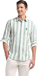 U.S. POLO ASSN. Striped Regular Fit Cotton Shirts for Men - 100% Cotton, Full Sleeve Mens Casual Shirts