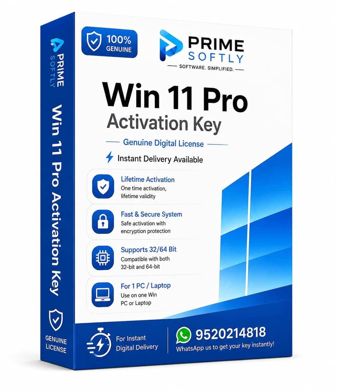 Win 11 Pro Activation Key for Desktop & Laptop | Genuine Digital License | Instant Online Delivery