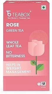 Teabox Rose Green Tea Bags 25 Pieces | Refreshing & Aromatic | Made with Whole Leaf & Natural Rose Petals