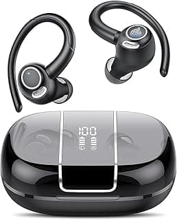 Wireless Sports Earbuds Bluetooth 5.3,48H Playtime Bluetooth Ear Phones with CVC 8.0 Mic,Stereo Bass Over Ear Bud with Earhooks,LED Display,IP6 Waterproof for Workout/Running