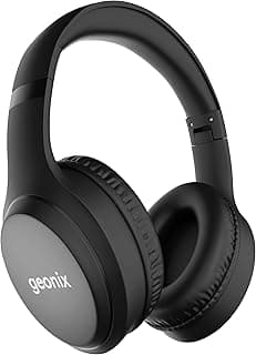 Geonix Audicle Air Wireless Over-Ear Headphones – 70Hrs Playtime, Bluetooth 5.4 + AUX Dual Mode, Dual Device Pairing, Type-C Fast Charging, Comfortable Over Ear Headset (Black)