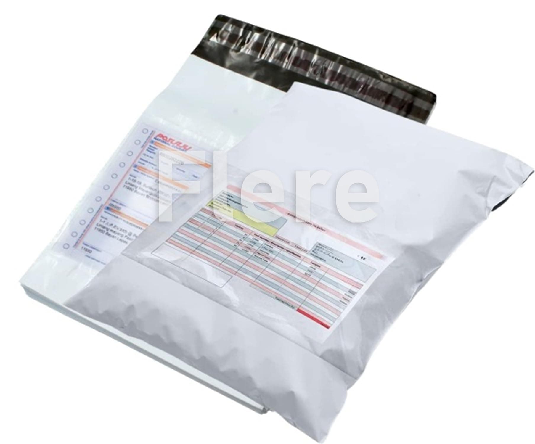 Flere Tamper Proof Plastic Courier Bag/Polybag with Pod for Packing - 51 Microns Ecommerce Packaging, Envelopes, Pouches & Covers, 16x20 Inch, White and Black, Pack of 100