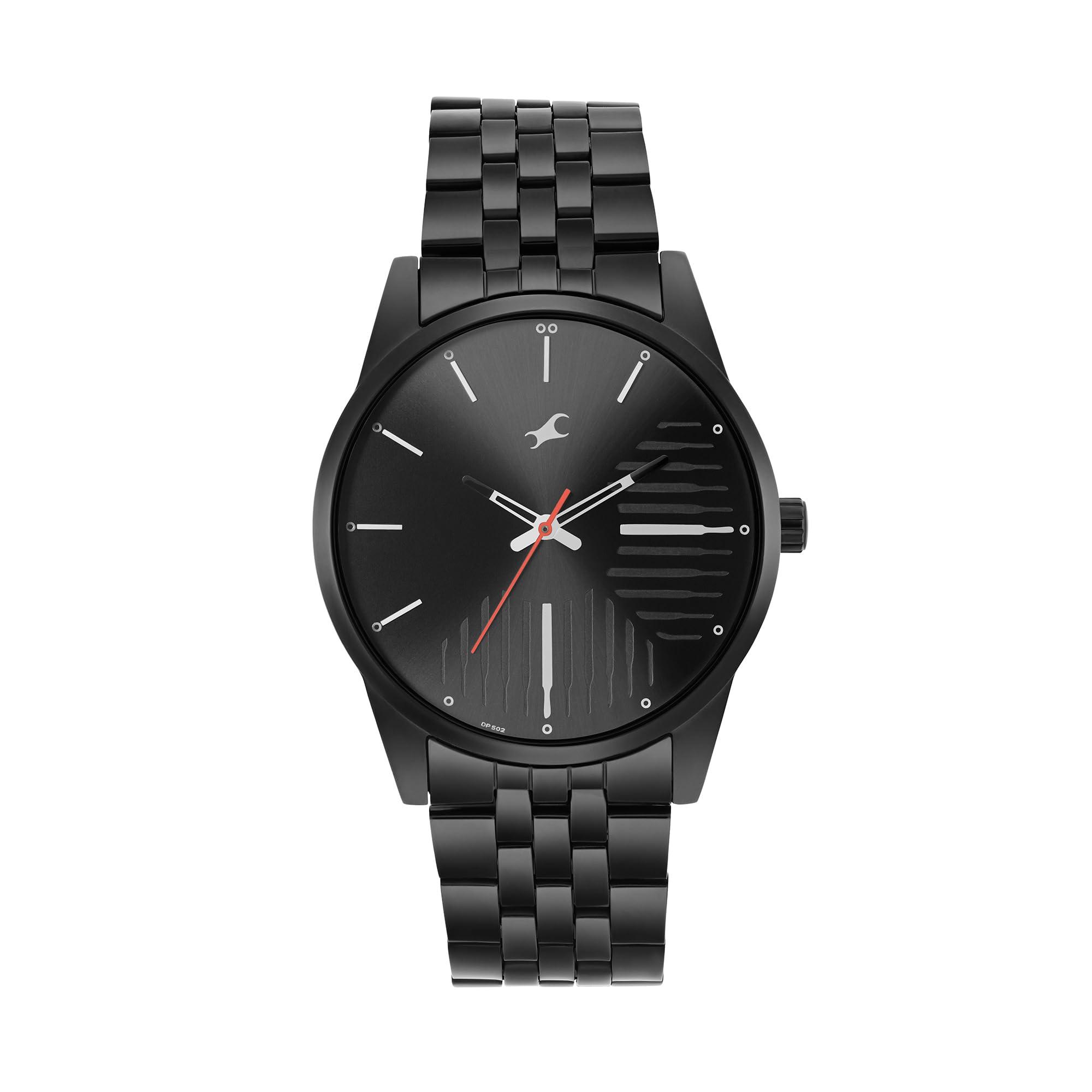 Fastrack Stainless Steel Analog Black Dial Men Casual Watch, Bandcolor-Black/NT3277NM02